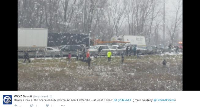 2 Killed in 30-Car Pileup on Icy Interstate
