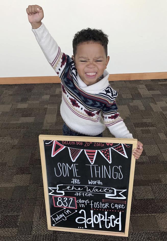3-Year-Old Boy Celebrates Adoption in Viral Photos