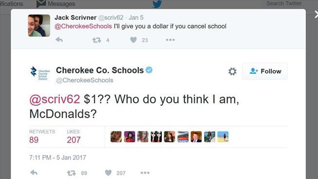 School District Gets Snarky on Twitter Over Snow