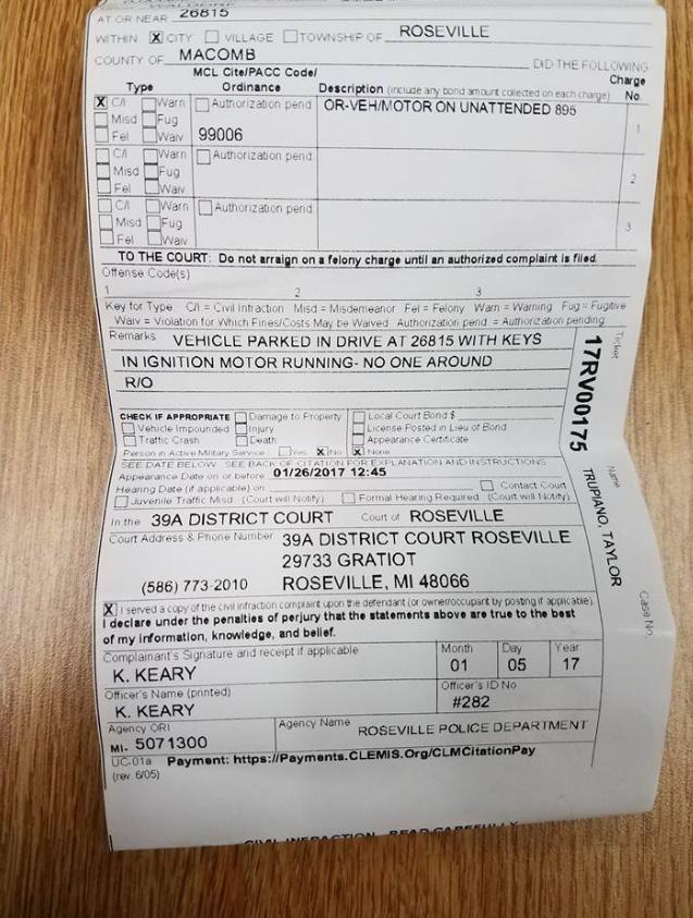 Man Gets $128 Ticket for Warming Up Car