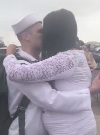 'Is That Real?' Sailor Returns to Wife 8 Months Pregnant