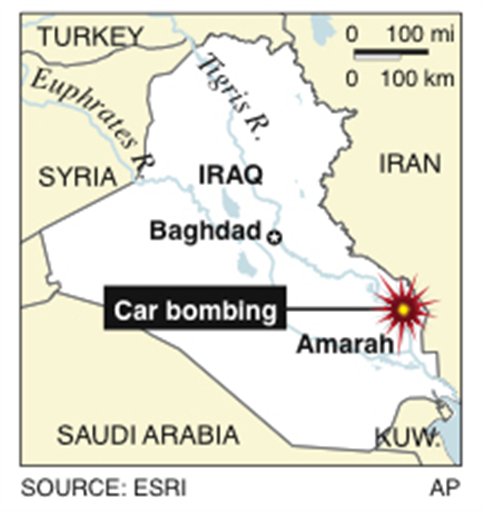 Car Bombs Kill at Least 40 in Amara, Iraq