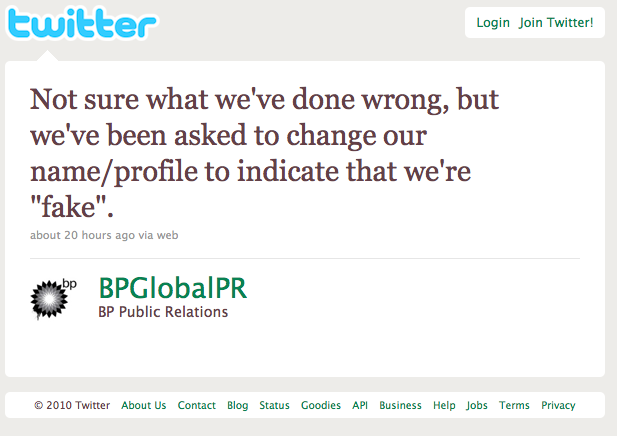 BP Demands Changes to Prank Twitter Feed