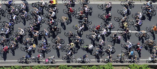 Millions on Foot, on Bikes Party on the Autobahn
