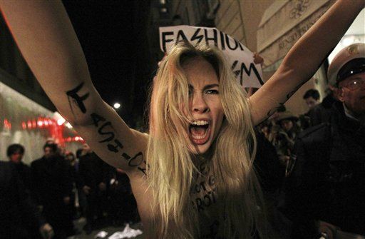 Topless Protesters Target Ukraine Rapists