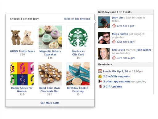 Facebook Unveils Online Gift Store
