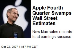 Apple Fourth Quarter Swamps Wall Street Estimates