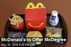 McDonald's to Offer McDegree