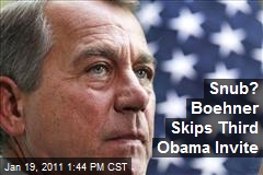 Snub? Boehner Skips Third Obama Invite