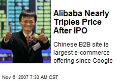 Alibaba Nearly Triples Price After IPO