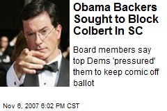 Obama Backers Sought to Block Colbert In SC