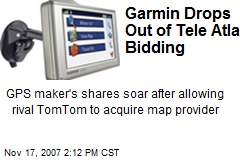 Garmin Drops Out of Tele Atlas Bidding