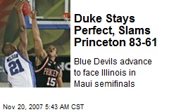 Duke Stays Perfect, Slams Princeton 83-61