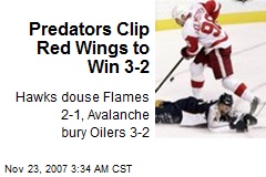 Predators Clip Red Wings to Win 3-2