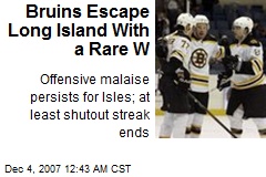 Bruins Escape Long Island With a Rare W