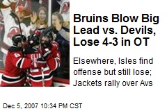 Bruins Blow Big Lead vs. Devils, Lose 4-3 in OT