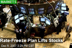 Rate-Freeze Plan Lifts Stocks