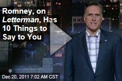Mitt Romney Does Top 10 on Late Show With David Letterman