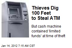 Thieves Dig 100 Feet to Steal ATM