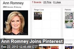 Ann Romney Joins Pinterest
