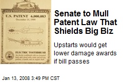Senate to Mull Patent Law That Shields Big Biz
