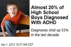 Almost 20% of High School Boys Diagnosed With ADHD
