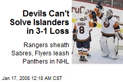 Devils Can't Solve Islanders in 3-1 Loss