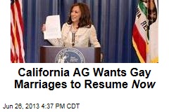 California AG Wants Gay Marriages to Resume Now