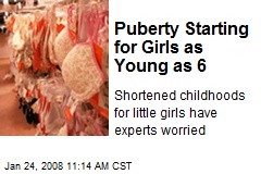 Puberty Starting for Girls as Young as 6