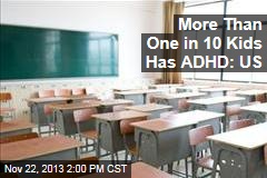 More Than One in 10 Kids Has ADHD: US