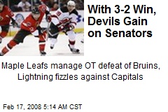 With 3-2 Win, Devils Gain on Senators
