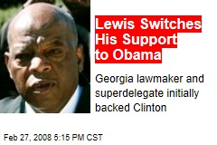 Lewis Switches His Support to Obama