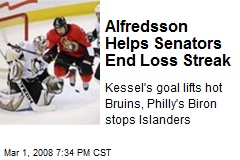 Alfredsson Helps Senators End Loss Streak