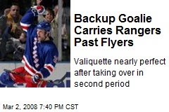 Backup Goalie Carries Rangers Past Flyers