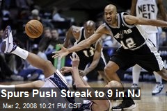 Spurs Push Streak to 9 in NJ