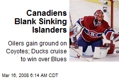 Canadiens Blank Sinking Islanders
