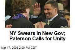 NY Swears In New Gov; Paterson Calls for Unity