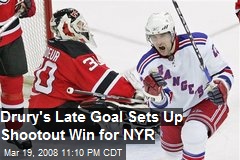 Drury's Late Goal Sets Up Shootout Win for NYR
