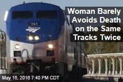 Woman Barely Avoids Death on Train Tracks ... Again