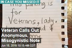 Veteran Calls Out Anonymous, Misogynistic Note