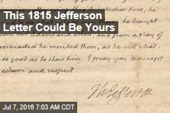 This 1815 Jefferson Letter Could Be Yours