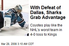 With Defeat of Dallas, Sharks Grab Advantage