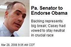 Pa. Senator to Endorse Obama