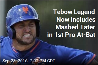 Tim Tebow Gets Home Run in 1st Pro At-Bat