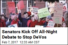 Senators Plan All-Night Debate to Stop DeVos