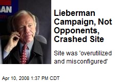 Lieberman Campaign, Not Opponents, Crashed Site