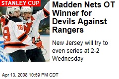 Madden Nets OT Winner for Devils Against Rangers