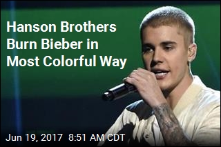 Hanson Brothers Burn Bieber in Most Colorful Way
