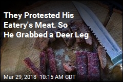 Restaurateur Carves Meat in Front of Vegan Protesters