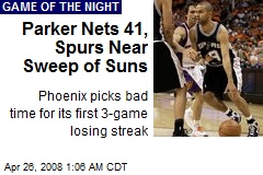 Parker Nets 41, Spurs Near Sweep of Suns